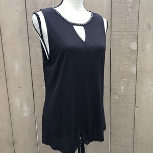 NEW-J. Lopez Black Embellished Top Sz M Studded